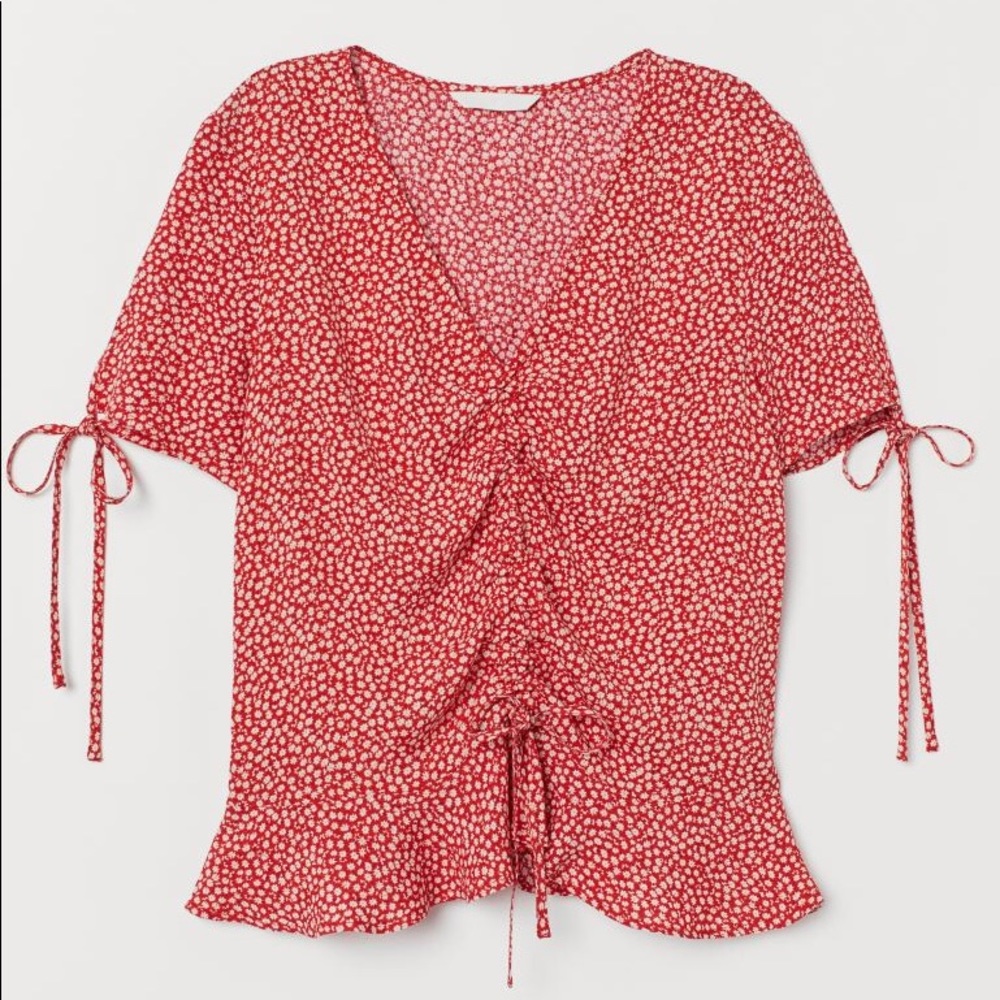 H&M red floral patterned top